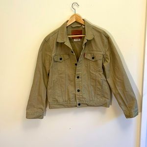 Levis Mens M Khaki Green Denim Trucker Jacket